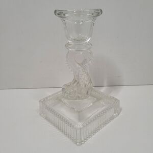 VTG Imperial Glass Lucky Serpent Koi Fish 5" Candlestick Holder